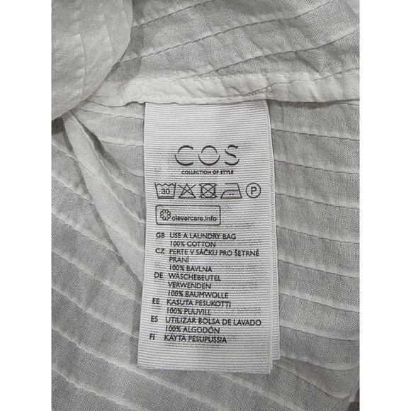 Cos Puffed Sleeves Cotton White Blouse Top Size S A003711 - Picture 6 of 10